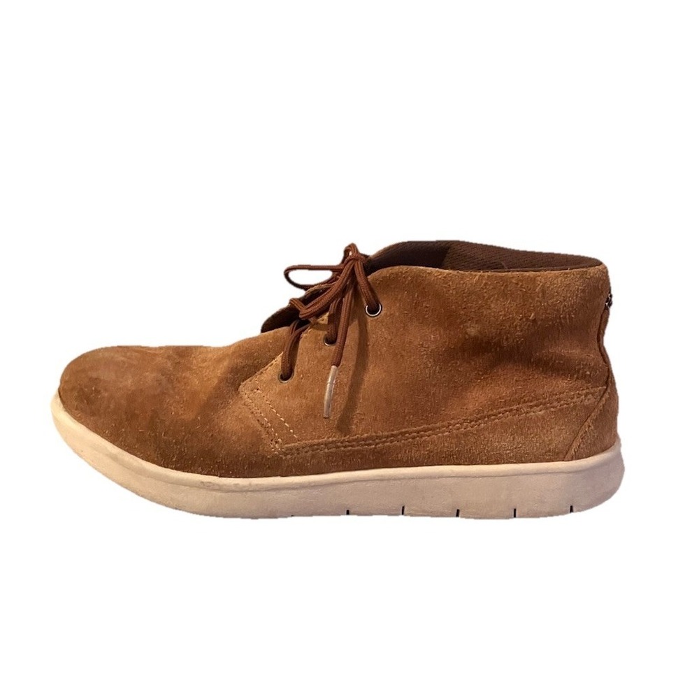 Kids Ugg Booties Shoes Lace Up Canoe Suede ankle Boots size 3 Chestnut Beige‎